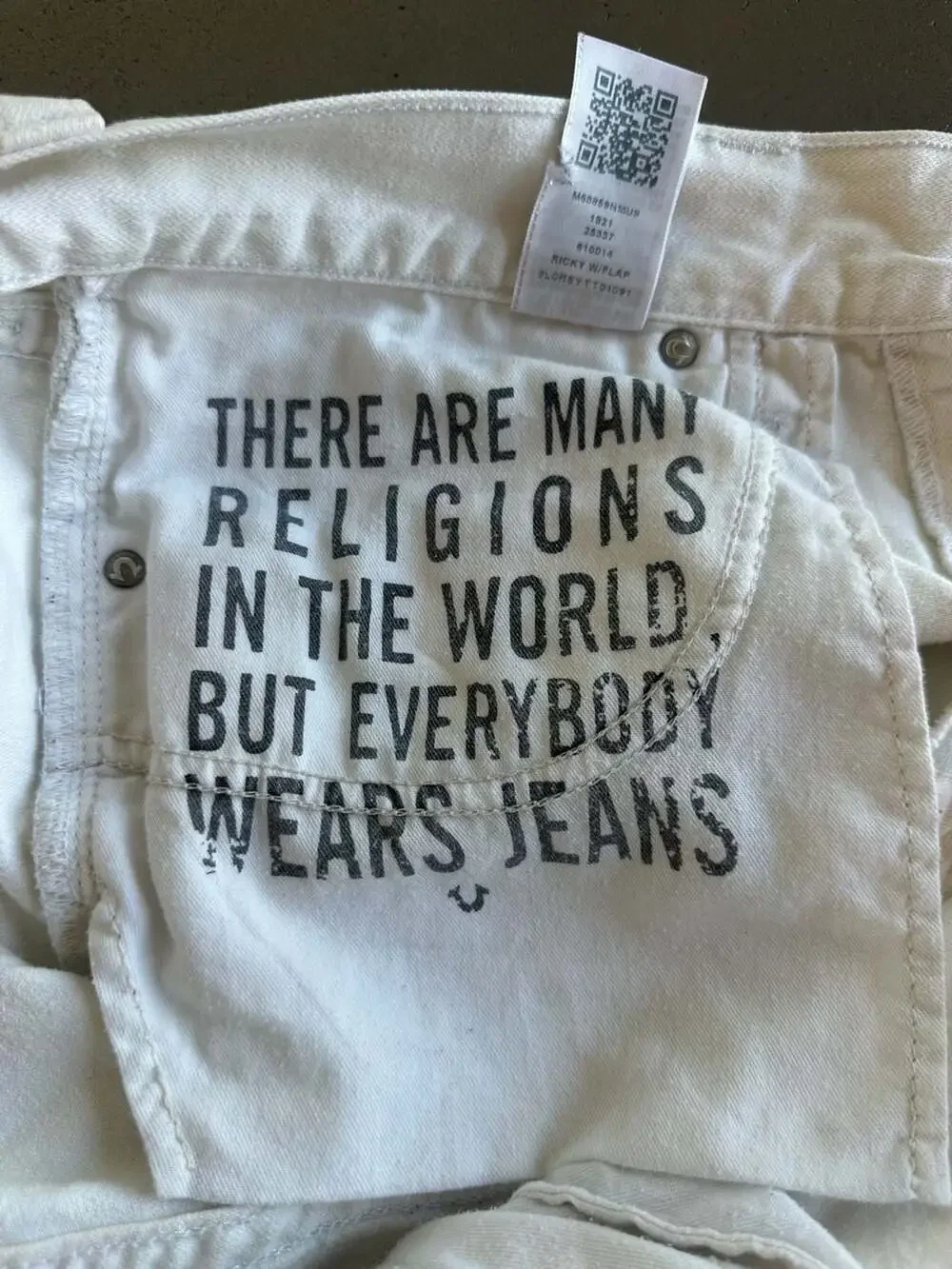 Vintage True Religion Ricky Relaxed Straight Leg White Jeans, Size 36